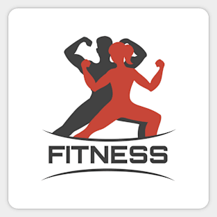 Fitness Logo with Posing bodybuilders Sticker